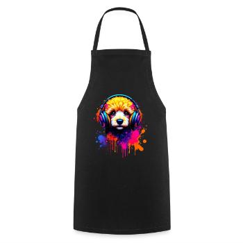 Chiot caniche avec un casque - Tablier de cuisine - noir - Devant - AI Model Male 185 dark (185cm)