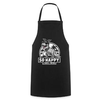 Dino Bandana: So Happy Gemini - Cooking Apron - black - Front - AI Model Male 185 dark (185cm)
