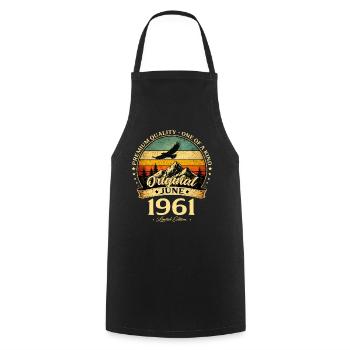 65e anniversaire Cadeau Millésime Juin Millésime 1961 - Tablier de cuisine - noir - Devant - AI Model Male 185 dark (185cm)