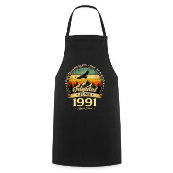 Cadeau du 35e anniversaire Millésime de juin Millésime 1991 - Tablier de cuisine - noir - Devant - AI Model Male 185 dark (185cm)