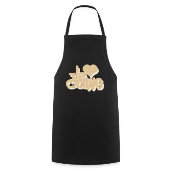 I_love_Cycling_beige - Tablier de cuisine - noir - Devant - AI Model Male 185 dark (185cm)