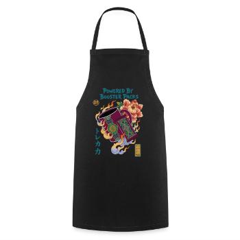 Powered By Booster Packs Trading Card Collector - Cooking Apron - black - Front - AI Model Male 185 dark (185cm)
