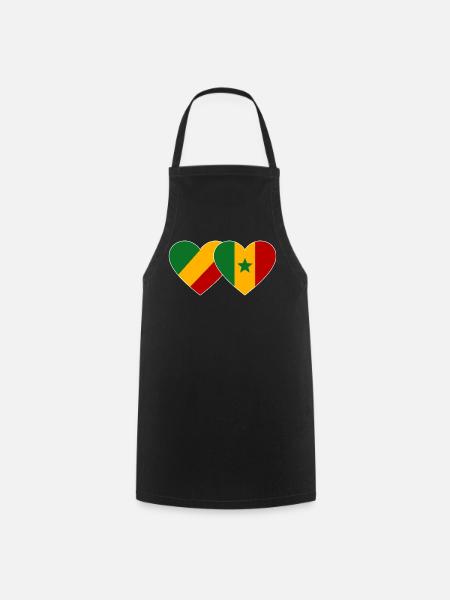 Kongo_Senegal_Flagge_Herz - Kochschürze - Schwarz