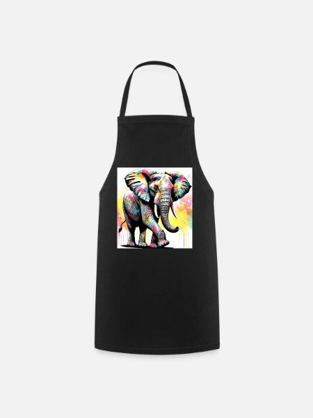 Elefant - Kochschürze - Schwarz