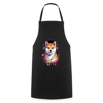 Shiba Inu Kopfhörer - Kochschürze - Schwarz - Vorne - AI Model Male 185 dark (185cm)