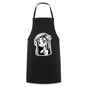 Manga Girl Portrait - Cooking Apron - black - Front - AI Model Male 185 dark (185cm)