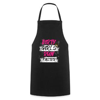 Dirty girls run faster Schlammlauf Mud Run - Cooking Apron - black - Front - AI Model Male 185 dark (185cm)
