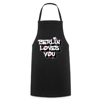 Berlin Loves You Heart 3D - Kochschürze - Schwarz - Vorne - AI Model Male 185 dark (185cm)