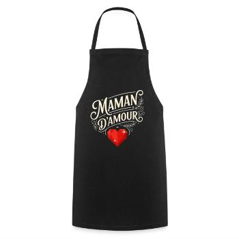 Maman D'amour Typographie Cœur Rouge - Tablier de cuisine - noir - Devant - AI Model Male 185 dark (185cm)