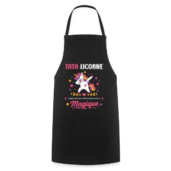 Tata Licorne Magique - Tablier de cuisine - noir - Devant - AI Model Male 185 dark (185cm)