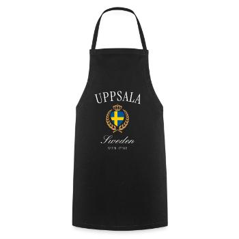 Uppsala Schweden Wappen Krone – Reise Souvenir - Kochschürze - Schwarz - Vorne - AI Model Male 185 dark (185cm)