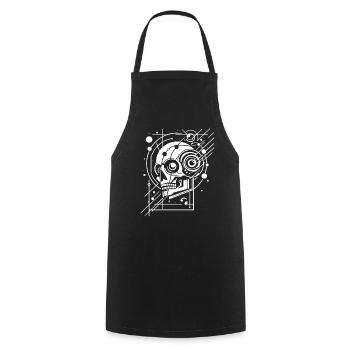 Cybernetic Skull Geometry - Cooking Apron - black - Front - AI Model Male 185 dark (185cm)