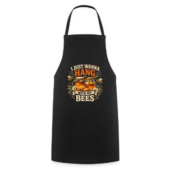 I just wanna hang with my bees Bienen Honigglas - Kochschürze - Schwarz - Vorne - AI Model Male 185 dark (185cm)