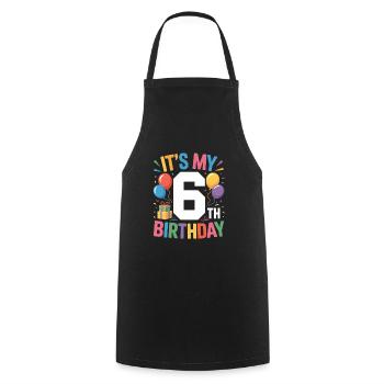 6th birthday - Cooking Apron - black - Front - AI Model Male 185 dark (185cm)
