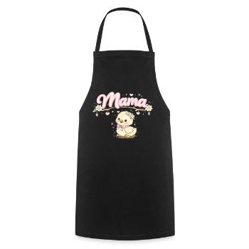 Mama süßes kleines Entlein und Blumen | Mama-Geschenk - Kochschürze - Schwarz - Vorne - AI Model Male 185 dark (185cm)