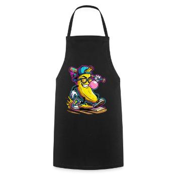 Cool Banana Baseball Bubblegum Comic Design - Cooking Apron - black - Front - AI Model Male 185 dark (185cm)