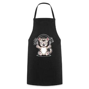 Cat Music - Cooking Apron - black - Front - AI Model Male 185 dark (185cm)