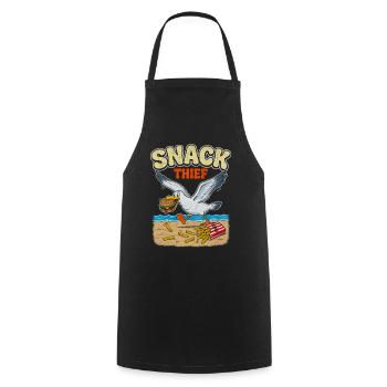 Retro Snack Thief Seagull Ocean Beach - Kochschürze - Schwarz - Vorne - AI Model Male 185 dark (185cm)