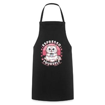  Espresso Yourself Kätzchen Valentinstag Design - Kochschürze - Schwarz - Vorne - AI Model Male 185 dark (185cm)