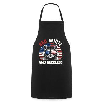 Patriotic Raccoon American Flag Trash Panda - Cooking Apron - black - Front - AI Model Male 185 dark (185cm)