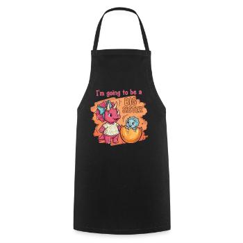Gender reveal baby shower big sister baby - Cooking Apron - black - Front - AI Model Male 185 dark (185cm)