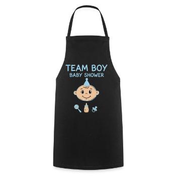 Révélation du sexe : Équipe Garçon Baby Shower Papa Maman Maman Grand-mère - Tablier de cuisine - noir - Devant - AI Model Male 185 dark (185cm)