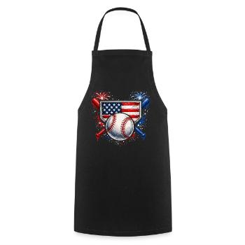 American Baseball USA Vintage Flag - Cooking Apron - black - Front - AI Model Male 185 dark (185cm)