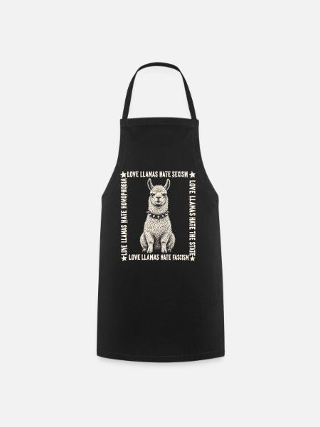 Love Llamas Hate Fascism Shirt - Kochschürze - Schwarz