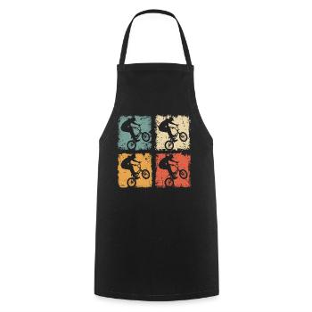BMX Biker Trick in Vintage Style - Cooking Apron - black - Front - AI Model Male 185 dark (185cm)