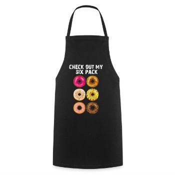 Check out My Six Pack Donuts Funny Gym Food Gift - Cooking Apron - black - Front - AI Model Male 185 dark (185cm)