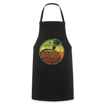 Vintage print with badminton racket and shuttlecock - Cooking Apron - black - Front - AI Model Male 185 dark (185cm)