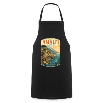 Amalfi Coast Vintage Travel Poster - Cooking Apron - black - Front - AI Model Male 185 dark (185cm)