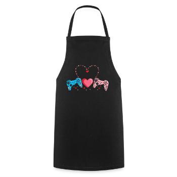 Retro Heart Valentine's Day Design Love - Cooking Apron - black - Front - AI Model Male 185 dark (185cm)