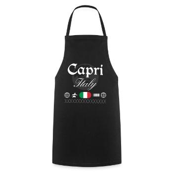 Souvenir de voyage streetwear Capri Italie - Tablier de cuisine - noir - Devant - AI Model Male 185 dark (185cm)