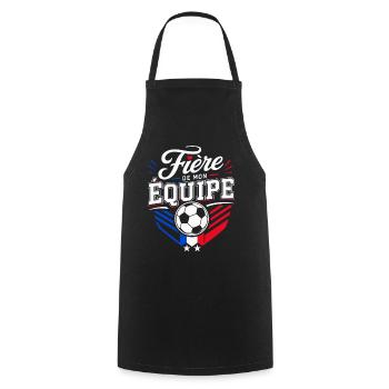 Fière de mon Équipe - Supportrice Football France - Tablier de cuisine - noir - Devant - AI Model Male 185 dark (185cm)