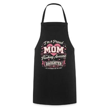 Proud Mom Awesome Daughter | Humour Mère Fille - Tablier de cuisine - noir - Devant - AI Model Male 185 dark (185cm)