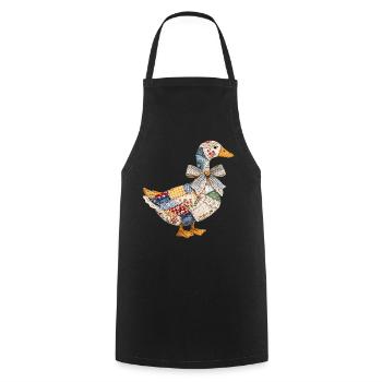 Süße Ente Goldener Rahmen Vintage Coquette - Kochschürze - Schwarz - Vorne - AI Model Male 185 dark (185cm)
