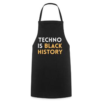 Techno Black History - Tenue Techno Festival Rave - Tablier de cuisine - noir - Devant - AI Model Male 185 dark (185cm)