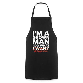 T-shirt d’humour papa-fille - Tablier de cuisine - noir - Devant - AI Model Male 185 dark (185cm)