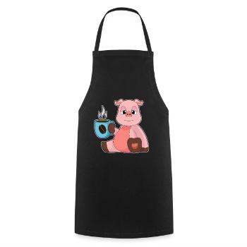 Tasse de Café Cochon - Tablier de cuisine - noir - Devant - AI Model Male 185 dark (185cm)
