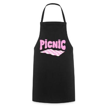 Pink checkerboard pastel picnic - Cooking Apron - black - Front - AI Model Male 185 dark (185cm)