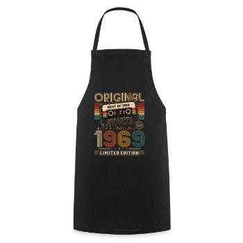 57e anniversaire Gift Man Cassette Best of 1969 - Tablier de cuisine - noir - Devant - AI Model Male 185 dark (185cm)