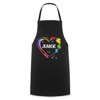 Junior Sensibilisation Autisme Coeur Enfant - Tablier de cuisine - noir - Devant - AI Model Male 185 dark (185cm)
