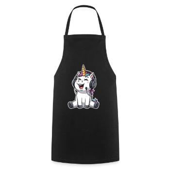 Unicorn Singing Listening to Music - Cooking Apron - black - Front - AI Model Male 185 dark (185cm)