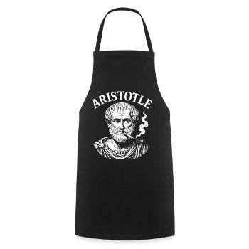 Aristotle smoking cigarette portrait design - Cooking Apron - black - Front - AI Model Male 185 dark (185cm)