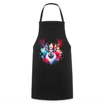Reindeer Motif - Cooking Apron - black - Front - AI Model Male 185 dark (185cm)