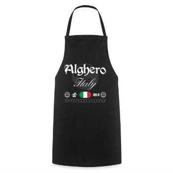 Alghero Italien Streetwear Reise Souvenir - Kochschürze - Schwarz - Vorne - AI Model Male 185 dark (185cm)