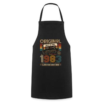 43e anniversaire Gift Man cassette Best of 1983 - Tablier de cuisine - noir - Devant - AI Model Male 185 dark (185cm)