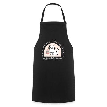 Katzenmama und Kaffeeliebhaberin - Kochschürze - Schwarz - Vorne - AI Model Male 185 dark (185cm)