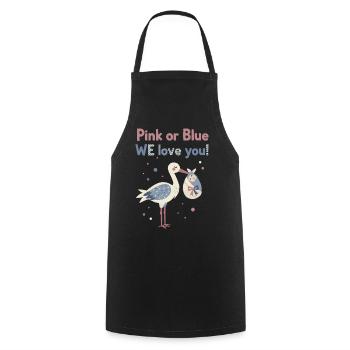 Geschlechterenthüllung Pink oder Blau Wir lieben dich Babyparty - Kochschürze - Schwarz - Vorne - AI Model Male 185 dark (185cm)